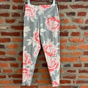 Aerie Gray and Pink Floral Leggings